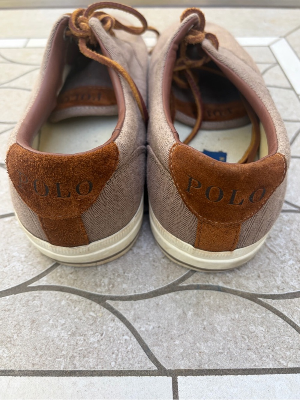 Polo by Ralph Lauren Men’s Tan Canvas Lace-Up Sneakers - Size 11.5 - Picture 4 of 7